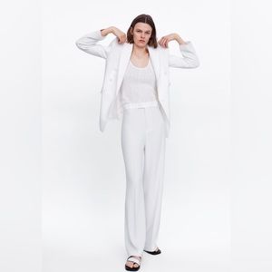 Zara white wide dress pants